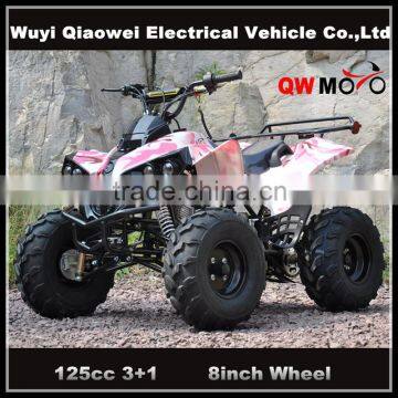 QWMOTO cheap adult ATV quad bikes 125cc 3+1 ATV Quad moto with 8 inch wheel for sale