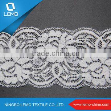 White tricot flower fabric lace trimming for lace wedding