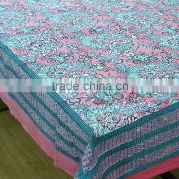 Gerbera Pink Indian Hand Block Printed by Roopantaran tablecloth