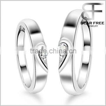 Wedding Band 925 Sterling Silver Cubic Zirconia Heart Shape Couples Rings