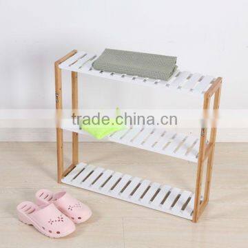 New arrival mini 3tiers bamboo towl rack,white hanging bathroom shelves