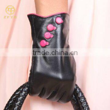 Women's Genuine lambskin leather Gloves with fleece lining