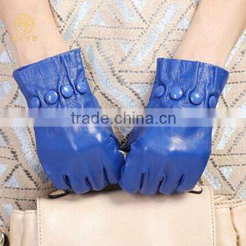 sheep nappa touch screen lady leather touch gloves with blue color