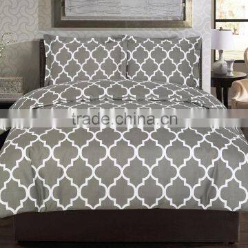 Queen Printed Duvet-Cover-Set Grey - Brushed Velvety Microfiber - Luxurious, Comfortable, grey