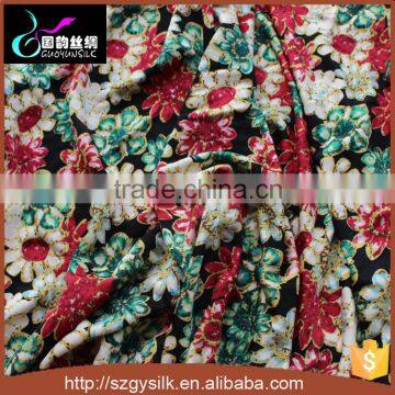 2015 high quality custom digital flower printed silk knitted fabric