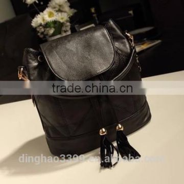 European style fashion backpack cool lady black backpack high quality PU backpack