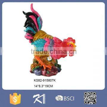 Resin colorful rooster statue for home decor