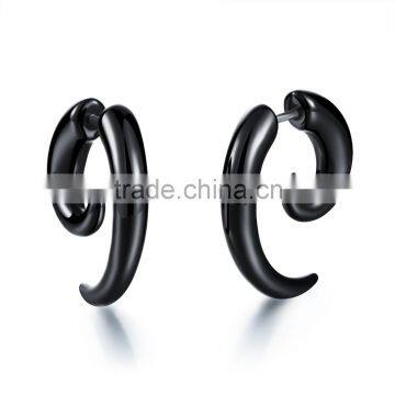 Black Acrylic Fake Cheater Twist Spiral Ear Taper Gauges Expanders Gold Plated Earrings Tunnel Plugs Piercing Body Jewelry