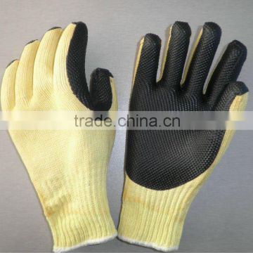 Yellow T/C liner and rubbe dipped glove for construction