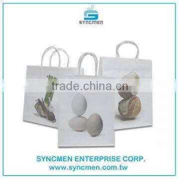 Recycled Low Cost Custom Gift Shopping White Brown Craft Kraft Paper Bag With Logo Print photo-5