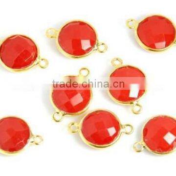 The Gopali Jewellers Wholesale Orange Chalcedony Round Shape Gemstone Connector