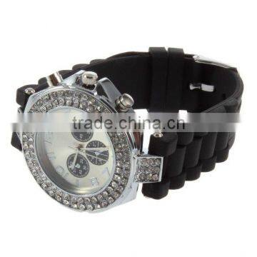 silicone diamond watch geneva led silicone watch