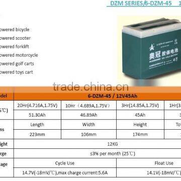 12v 45ah Electric Scooter Battery/ E-bike Battery