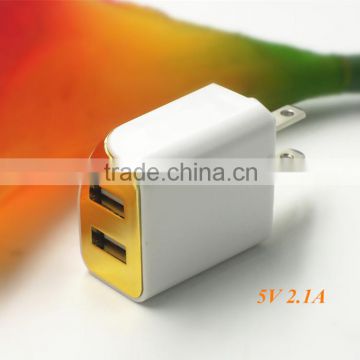 New Small Dual USB 5V 2.1A AC Adapter For Mobiles