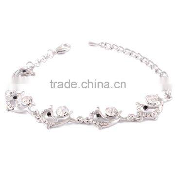 Vogue fashion silver rhinestone dolphin bracelet