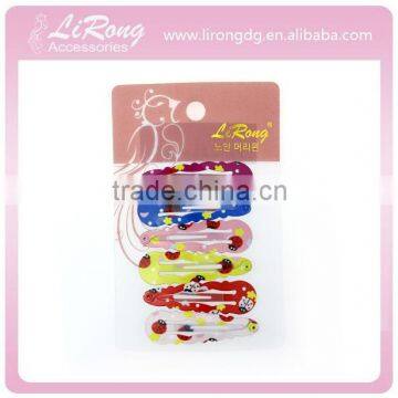 Metal snap printed metal hair clips wholesale