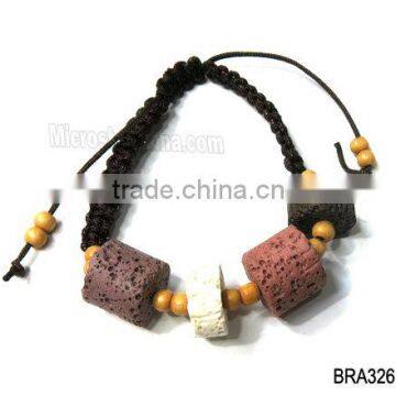 Braided handmade lava stone bracelet