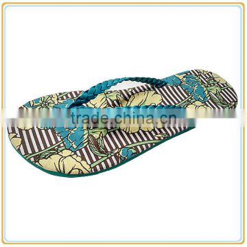 Girl canvas fashion and colorful flower flip flops ladies webbing flat sandals