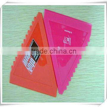 Cheap promotion triangle shape plastic window wiper with ice scraper is005
