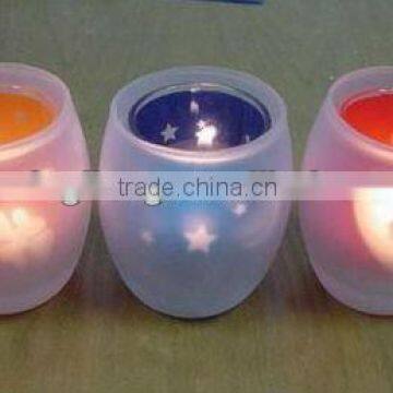 2015 design double wall frosted glass candle jars