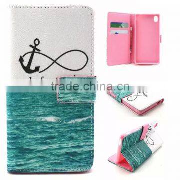 Color Printing Wallet Leather Flip Cover For Sony Xperia M4 Aqua