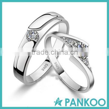 Forever love Crystal Silver Couple Rings Wedding Band His and Her Promise Rings