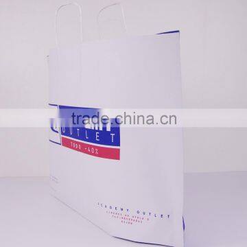 2015 New design white kraft paper bag with twisted handle for sports