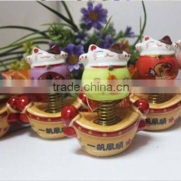 Ceramic lucky cat car decoration shaking his head auto