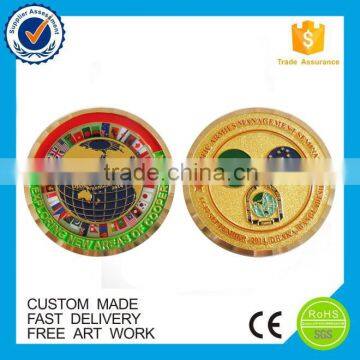 Custom made gold plated brass souvenir coin