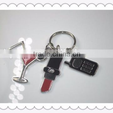 metal keychain for three type,cup lip and phone shape keychain,promotion for metal shape keychain