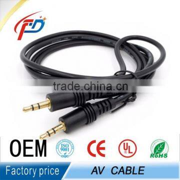 ROHS Approved 3.5mm stereo plug to jack 5m black av cable