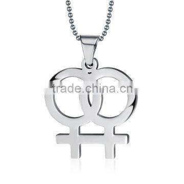 New Fashion Design Necklaces Stainless Steel Small Beads Chain Two Couple Cartoon Girls Pendant Necklaces For Lovers