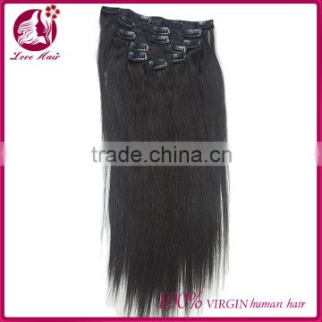 Wholesale factory price 10-30" indian human hair extension clip in hair virgin clip in hair