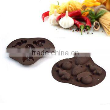 6 cavity different animals shaped chocolate molds ice tray silicone cake molds