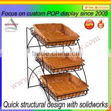 Supermarket Promotion Metal Wire Basket Fruit Vegetable Display Rack photo-2