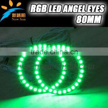 12V DC led ring light 80MM RGB color changing light headlamp for BYD colorful led rgb light with remote cntroller