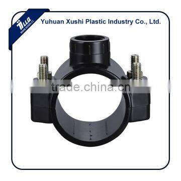 Plastic PP PE material 4 bolts Agriculture Drip Irrigation Pipe System Clamp Saddle