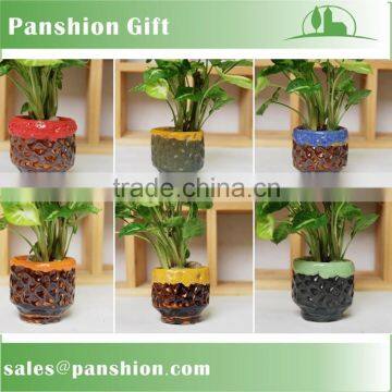 Flamble glazed ceramic mini pot for flower