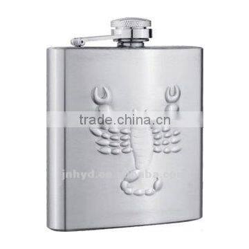 6oz stainless steel engraved hip flask with figured