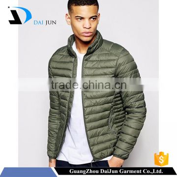 Daijun oem high quality green colour 100%nylon customize jacket men winter soft shell jacket padded jacket