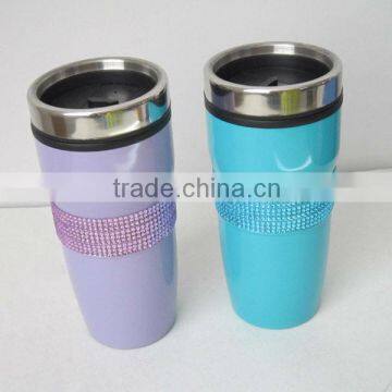 Double wall diamond travel mug