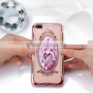 Hot New for IPhone 7 Plus Luxury Diamond Case Electroplating TPU Case With Rhinestones & Ring Holder photo-5