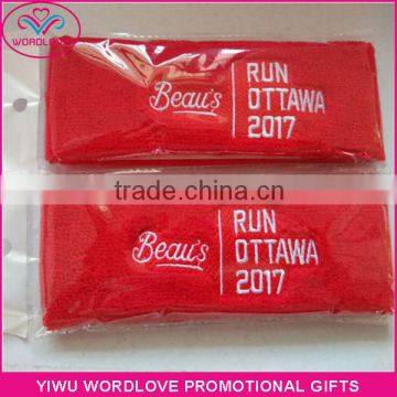 good quality custom made elastic cotton sweatband headbands with embroidery logo