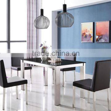 Stainless steel tempered glass dining table legs with living furniture