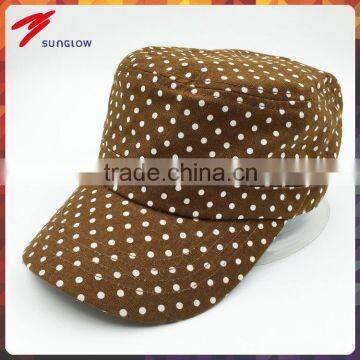 Wholesale dot printed flat top military cap