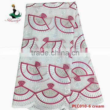 Haniye 2016 Latest High Quality Swiss Cotton Lace Fabric 100% Cotton Polish Lace With Stones/PLC010 photo-6
