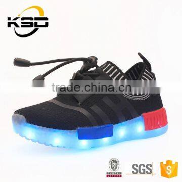 2016 The Newest Flyknit Fabric Colourful Lights Kids Light Up Shoes