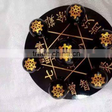 Natural Obsidian Stones Spheres Seven Star Ball Array Geomantic Furnishing photo-2