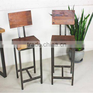 industrial Metal wood bar stool with back , Antique furniture bar stool with back bar chair