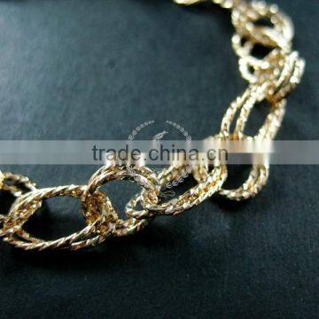 18cm 14K Light Gold Plated Brass Faceted Circle Round Oval Link Fashion DIY Bracelet Supplies 1900063 photo-4
